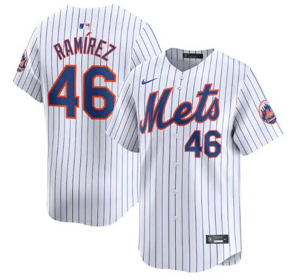 Men%27s New York Mets #46 Yohan Ramirez White 2024 Home Limited Stitched Baseball Jersey Dzhi